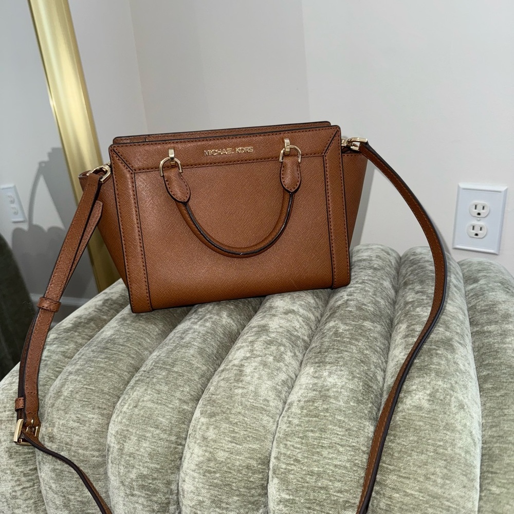 Michael Kors Brown Satchel with Polished Leather Finish
